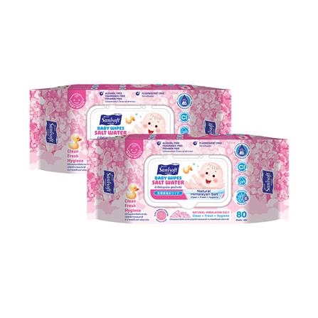 ผ้าเช็ดทำความสะอาดผิว SANISOFT SALT WATER 80 แผ่น (แพ็กคู่)_0