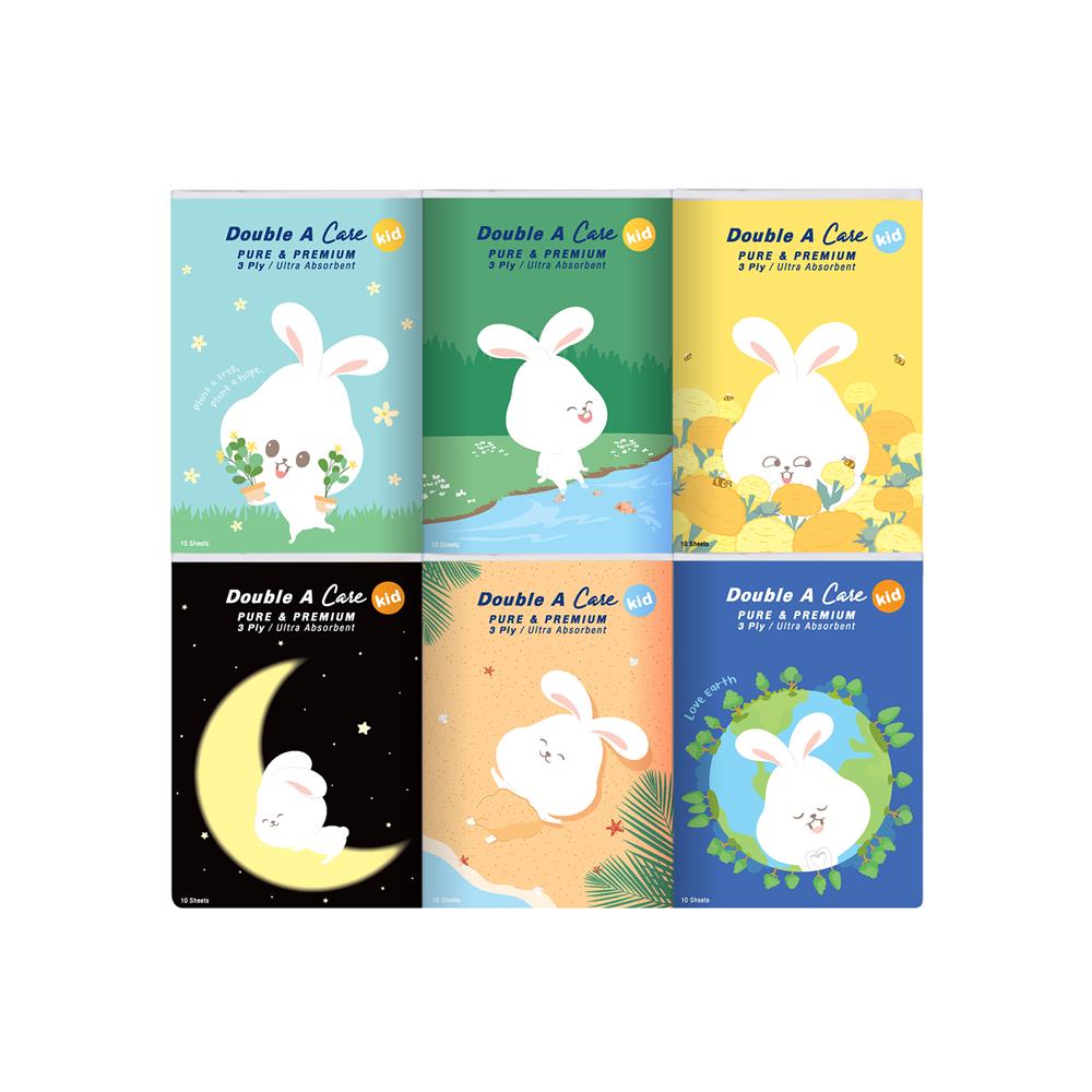 กระดาษเช็ดหน้า DOUBLE A CARE MINI POCKET CUTIE 10แผ่น แพ็ก 12 ชิ้น
