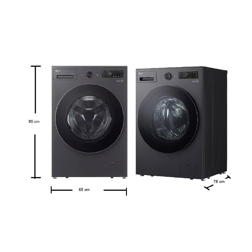 เครื่องซักอบผ้าฝาหน้า LG F2520RNTG 20/10 กก. 1100RPM อินเวอร์เตอร์ สีเทาเข้ม