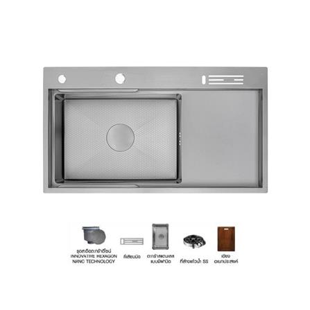 ซิงค์ฝัง 1 หลุม 1 ที่พัก + ก๊อกซิงค์ AXIA EXPERTISE 10050 SILVER + NIAGARA MATTE SATIN_0