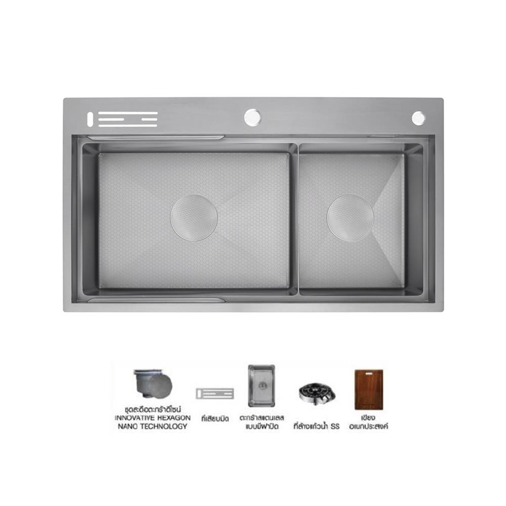 ซิงค์ฝัง 2 หลุม + ก๊อกซิงค์ AXIA EXPERTISE 5438 SILVER + NIAGARA MATTE SATIN