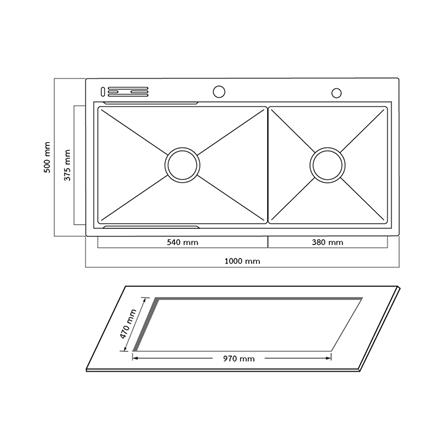 ซิงค์ฝัง 2 หลุม + ก๊อกซิงค์ AXIA EXPERTISE 5438 SILVER + NIAGARA MATTE SATIN_5