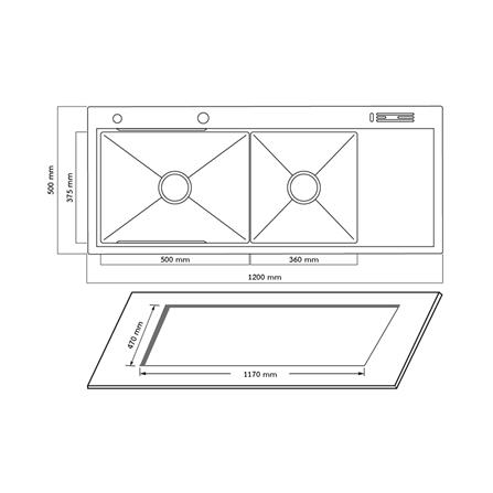ซิงค์ฝัง 2 หลุม 1 ที่พัก + ก๊อกซิงค์ AXIA EXPERTISE 12050 SILVER + NIAGARA MATTE SATIN_5