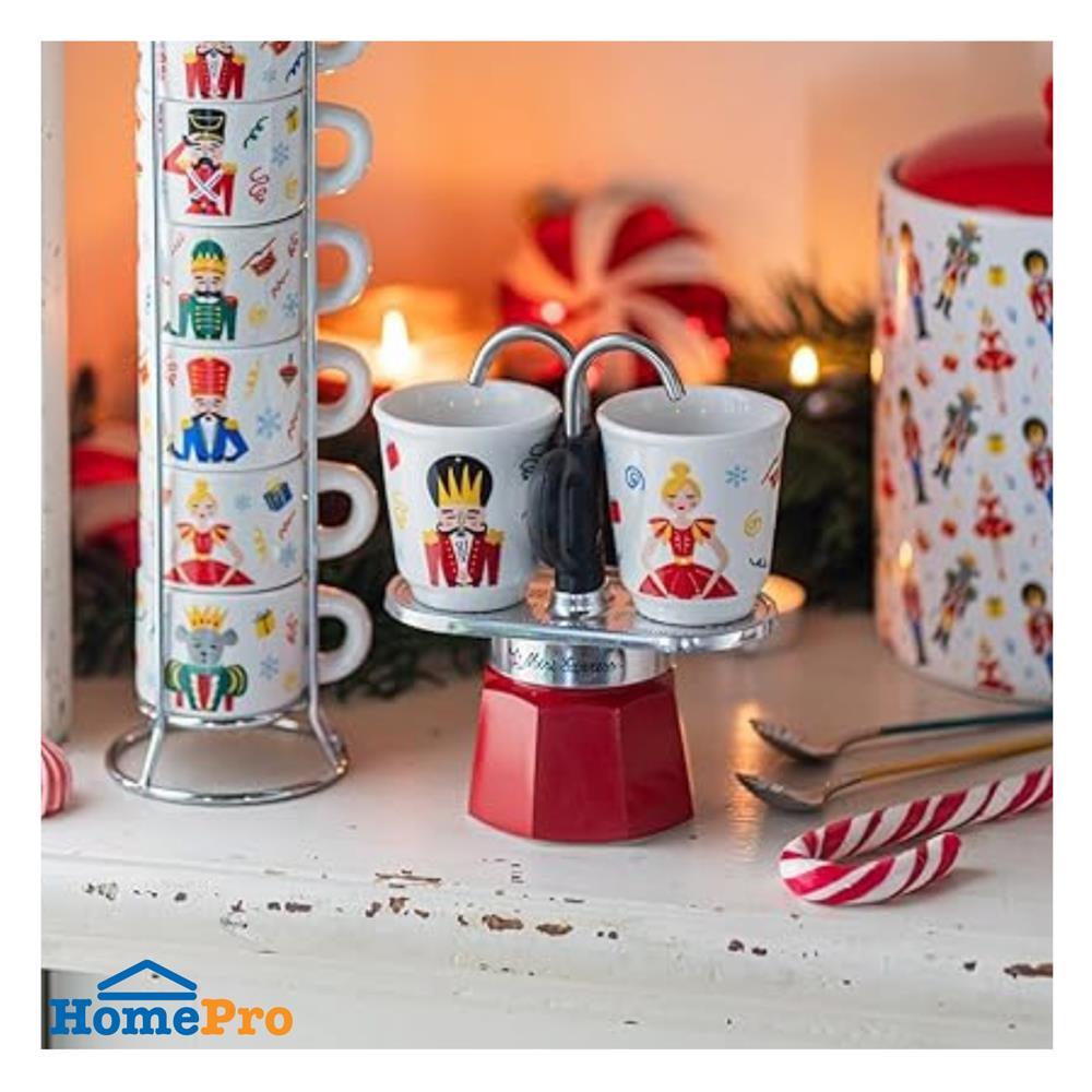 หม้อต้มกาแฟ BIALETTI MINI EXPRESS RED SCHIACCIANOCI SET 2 ถ้วย