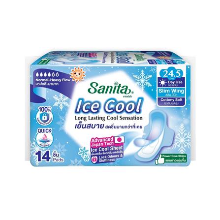 ผ้าอนามัยแบบมีปีก SANITA ICE COOL SLIM 24.5 ซม. (14 แผ่น)_0