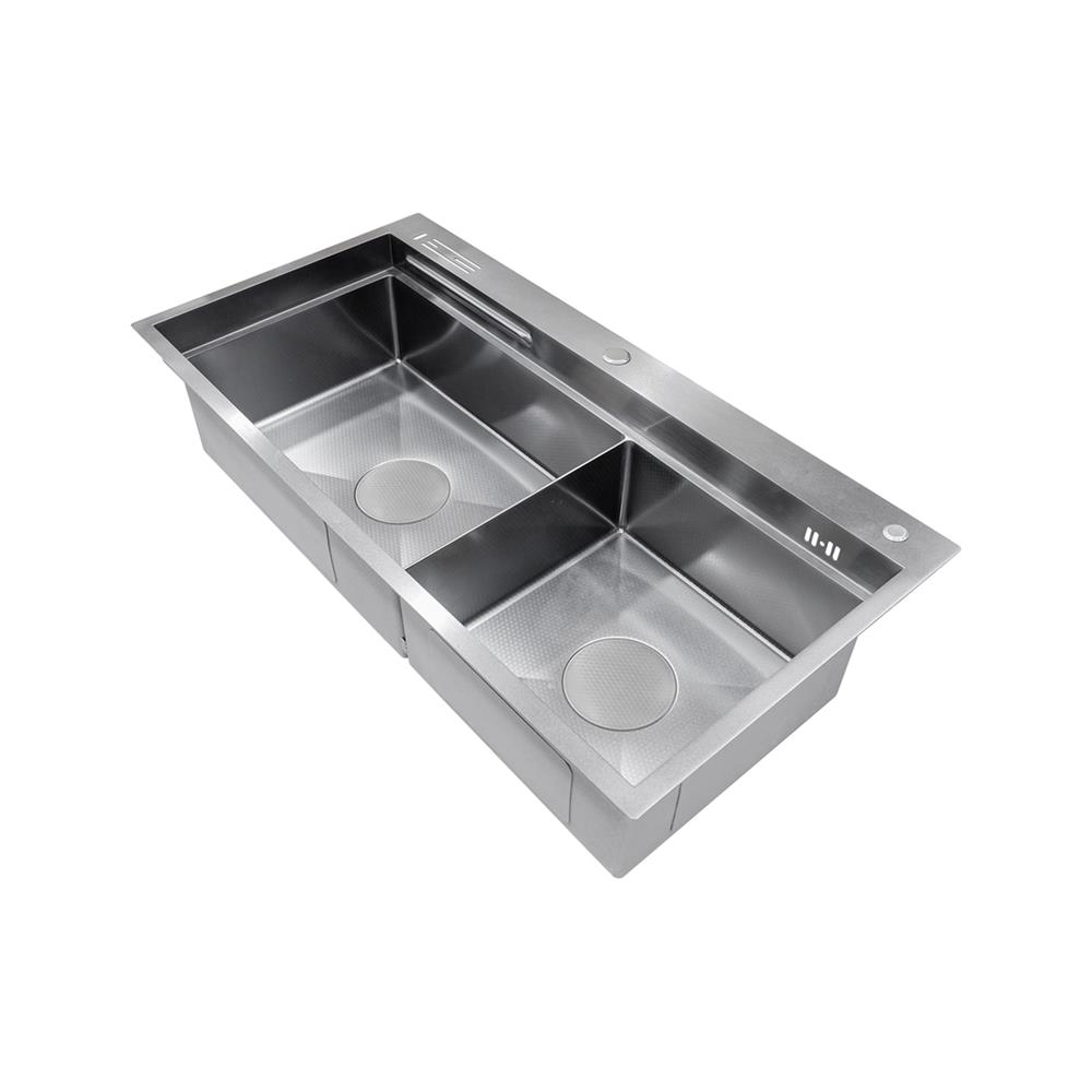 ซิงค์ฝัง 2 หลุม + ก๊อกซิงค์ AXIA EXPERTISE 5438 SILVER + NIAGARA GUN METAL