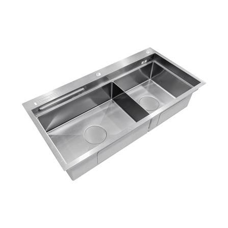 ซิงค์ฝัง 2 หลุม + ก๊อกซิงค์ AXIA EXPERTISE 5438 SILVER + NIAGARA GUN METAL_1