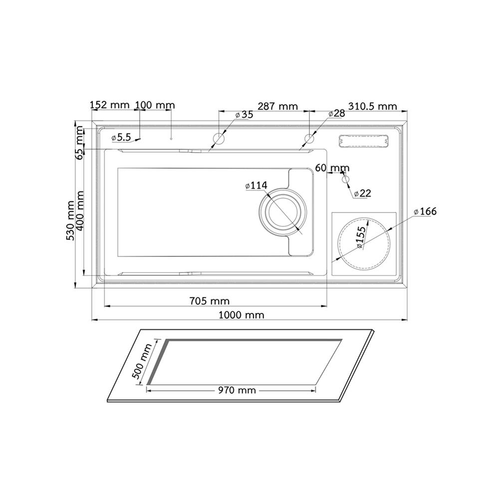 ซิงค์ฝัง 1 หลุม + ก๊อกซิงค์ AXIA EXPERTISE 10050 DB BLACK + NIAGARA GUN METAL