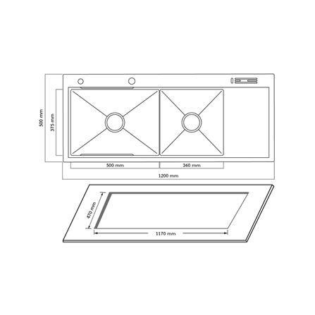 ซิงค์ฝัง 2 หลุม 1 ที่พัก + ก๊อกซิงค์ AXIA EXPERTISE 12050 SILVER + NIAGARA GUN METAL_5