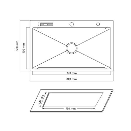 ซิงค์ฝัง 1 หลุม + ก๊อกซิงค์ AXIA EXPERTISE 8250 SILVER + NIAGARA GUN METAL_5