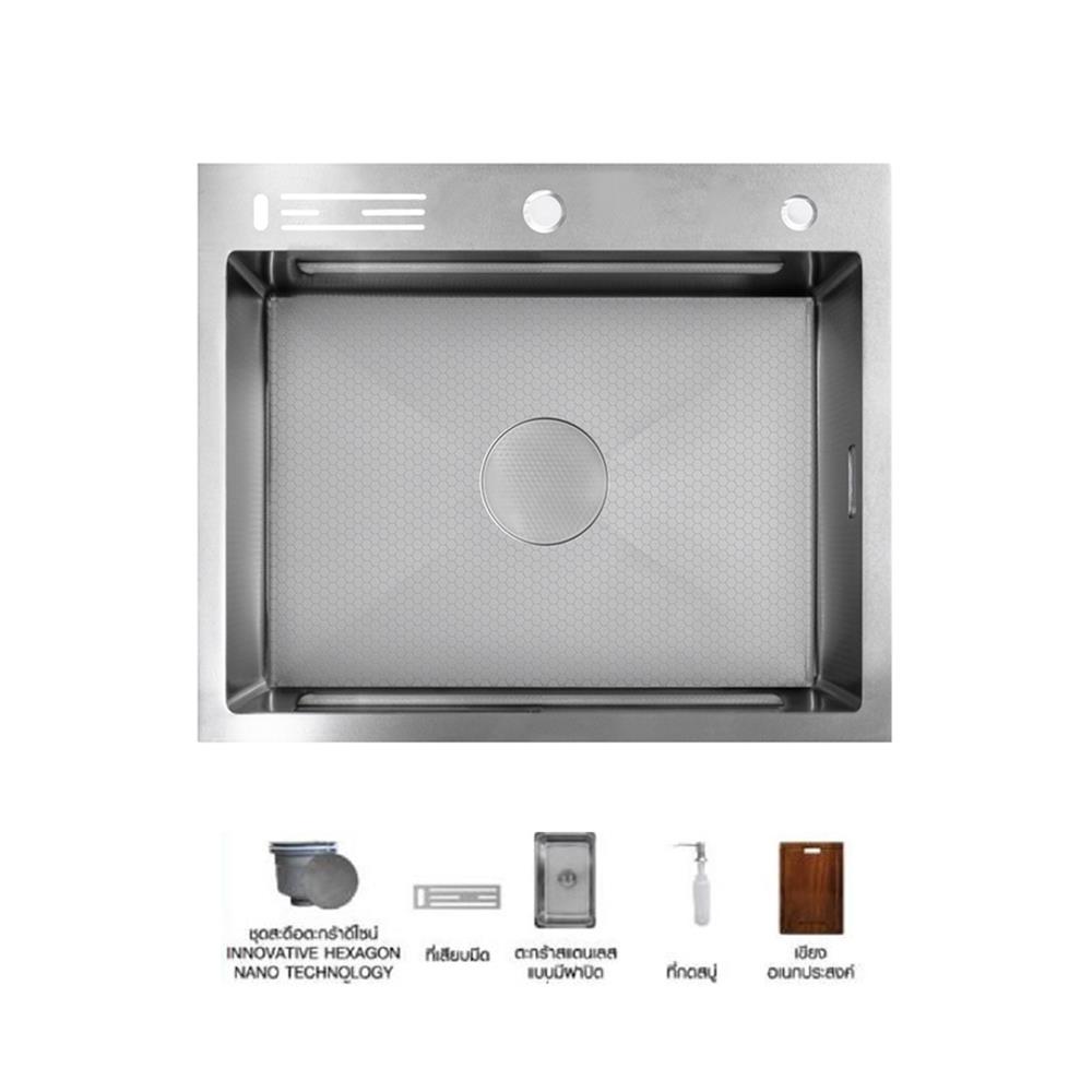 ซิงค์ฝัง 1 หลุม + ก๊อกซิงค์ AXIA EXPERTISE 6050 SILVER + NIAGARA GUN METAL