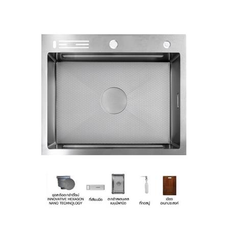 ซิงค์ฝัง 1 หลุม + ก๊อกซิงค์ AXIA EXPERTISE 6050 SILVER + NIAGARA GUN METAL_0