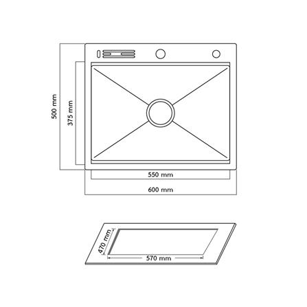 ซิงค์ฝัง 1 หลุม + ก๊อกซิงค์ AXIA EXPERTISE 6050 SILVER + NIAGARA GUN METAL_5