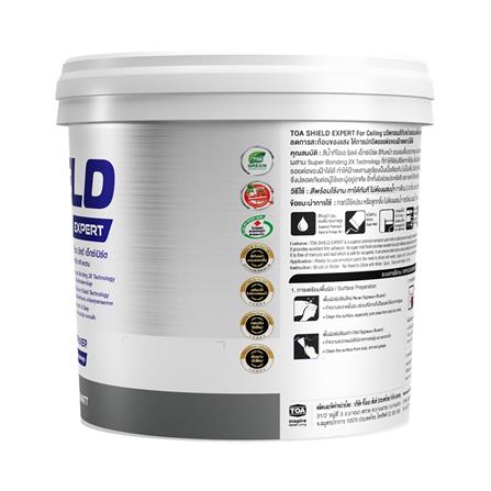 สีน้ำทาฝ้า ชนิดด้านพิเศษ TOA SHIELD EXPERT SUPERIOR PREMIUM 2 IN 1 E777 สีขาว 9 ลิตร_3