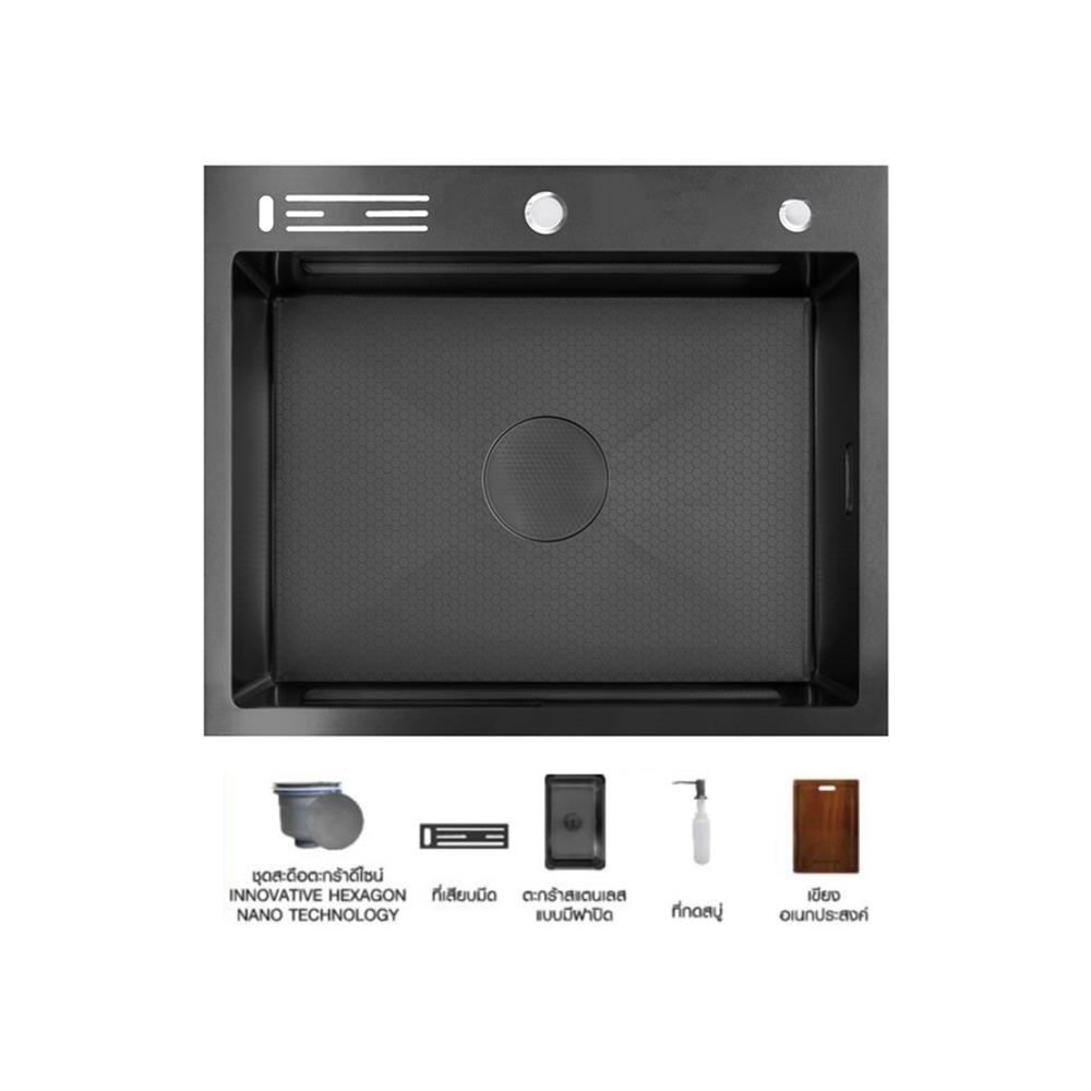 ซิงค์ฝัง 1 หลุม + ก๊อกซิงค์ AXIA EXPERTISE 6050 BLACK + NIAGARA GUN METAL