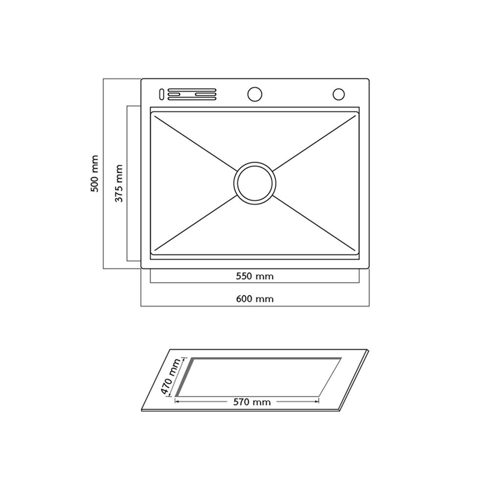 ซิงค์ฝัง 1 หลุม + ก๊อกซิงค์ AXIA EXPERTISE 6050 BLACK + NIAGARA GUN METAL