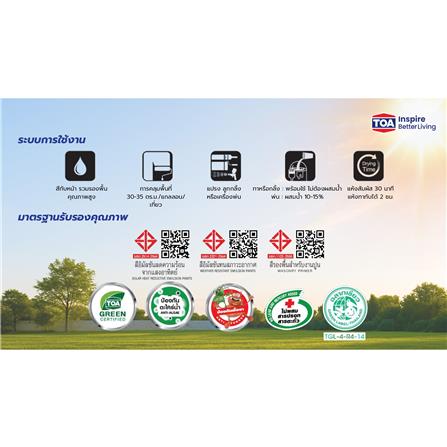 สีน้ำทาภายนอก ชนิดกึ่งเงา TOA SHIELD EXPERT SUPERIOR PREMIUM 2 IN 1 EG100 สีขาว 9 ลิตร_4