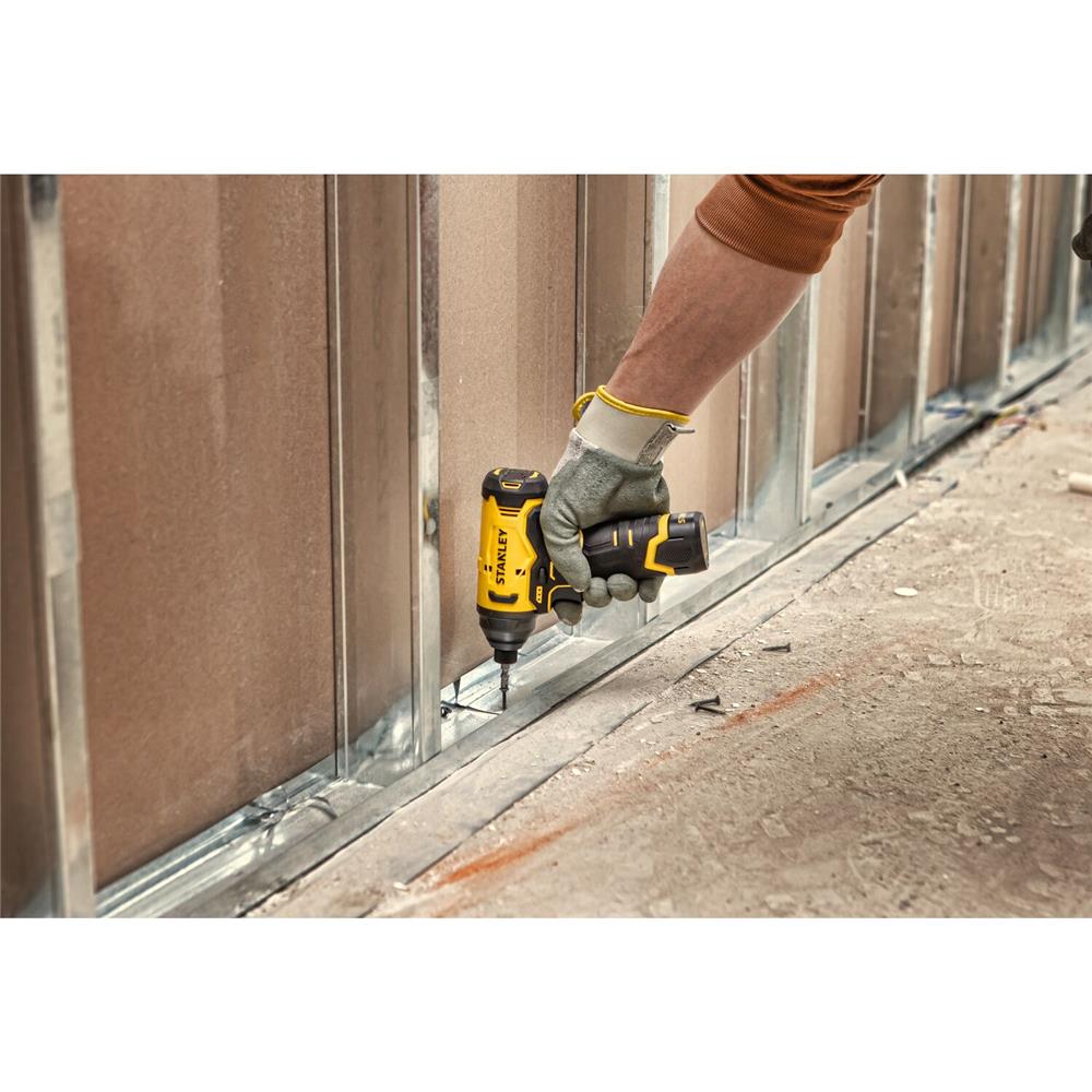 ไขควงกระแทก (พร้อมแบตเตอรี่และแท่นชาร์จ) STANLEY SCI10D2K-B1 12 โวลต์