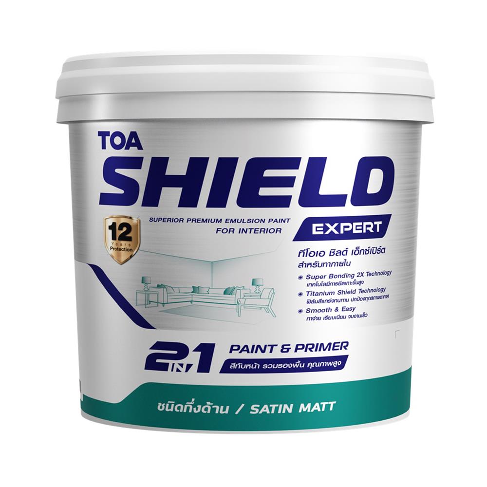 สีน้ำทาภายใน ชนิดกึ่งด้าน TOA SHIELD EXPERT SUPERIOR PREMIUM 2 IN 1 EM100 สีขาว 9 ลิตร