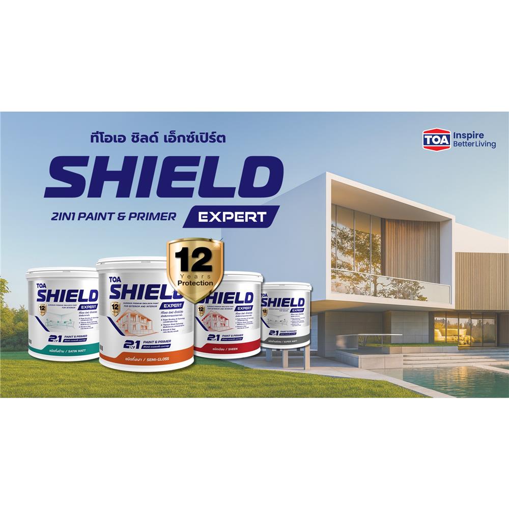 สีน้ำทาภายใน ชนิดกึ่งด้าน TOA SHIELD EXPERT SUPERIOR PREMIUM 2 IN 1 EM100 สีขาว 9 ลิตร