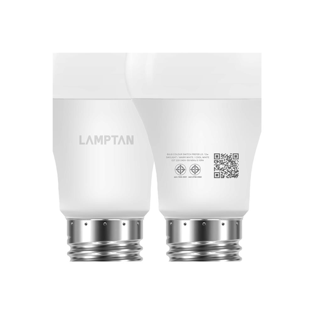 หลอด LED LAMPTAN BULB COLOR SWITCH PREFER 3IN1 12 วัตต์ DAYLIGHT/COOL WHITE/WARM WHITE E27