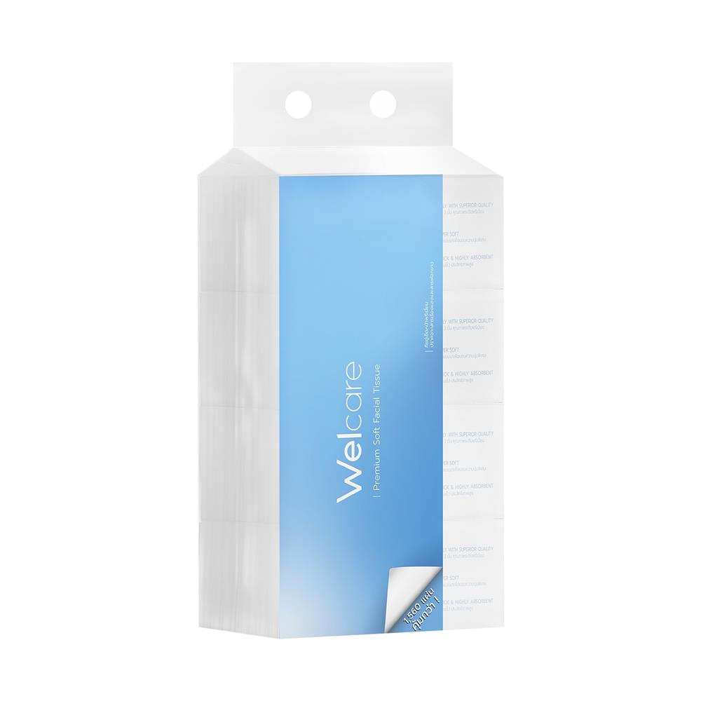 กระดาษเช็ดหน้า WELCARE PREMIUM SOFT FACIAL 390 แผ่น (แพ็ก 4 ชิ้น)