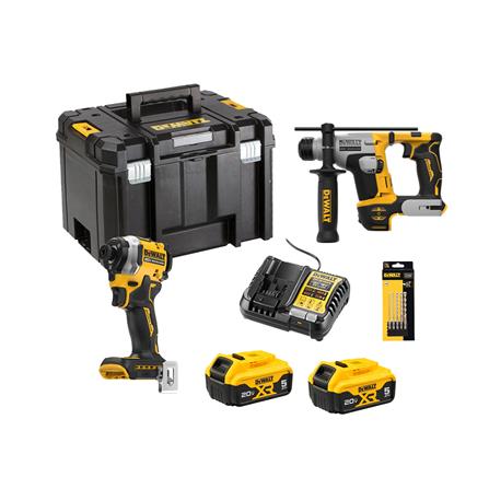 ชุดสว่านไขควงและสว่านโรตารี่ไร้สาย (พร้อมแบตเตอรี่และแท่นชาร์จ) DEWALT DCK2213P2TA-B1 18 โวลต์_1