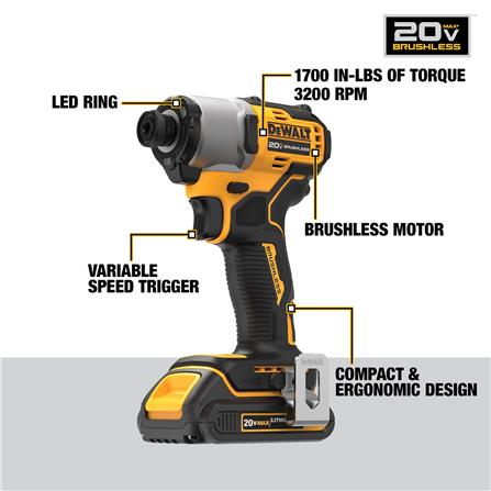 ชุดสว่านกระแทกและไขควงกระแทกไร้สาย (พร้อมแบตเตอรี่และแท่นชาร์จ) DEWALT DCK2214D2TA-B1 18 โวลต์_7