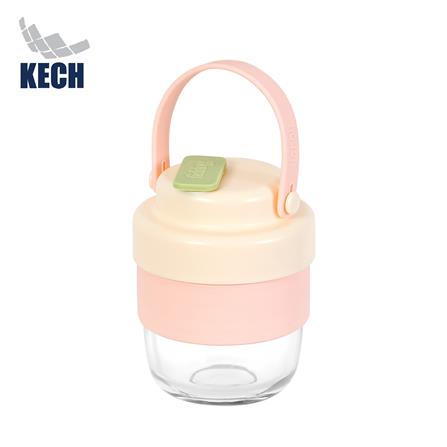 แก้วน้ำพร้อมฝา 350 มล. KECH CUTE สีชมพู_0