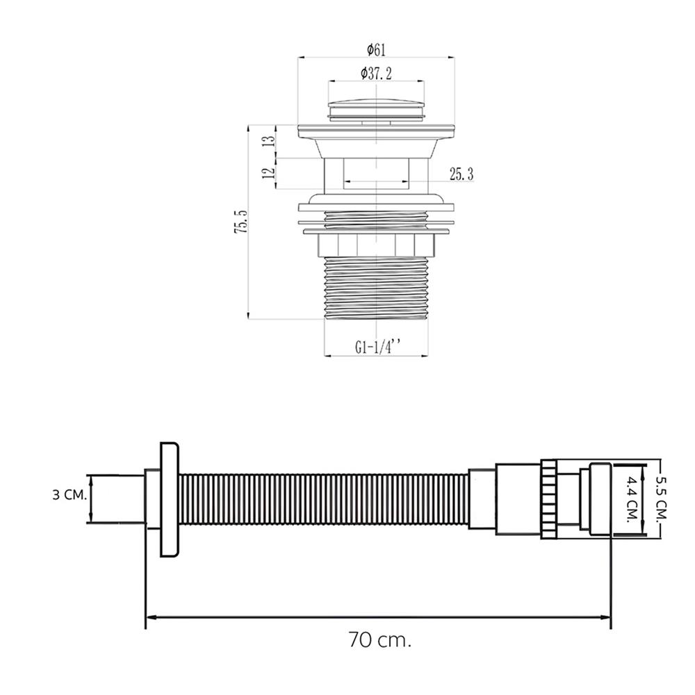 ชุดท่อน้ำทิ้งอ่างล้างหน้าท่อย่น DONMARK GL-5341 70CM