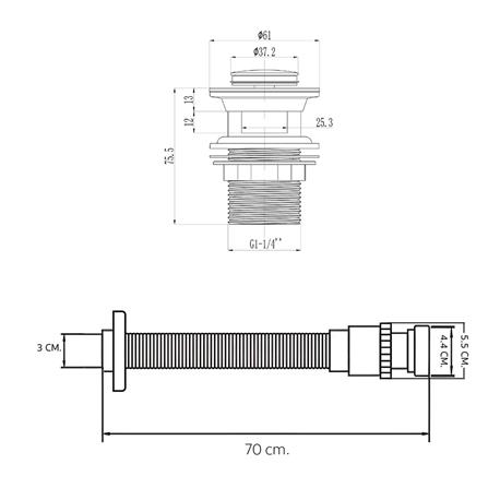ชุดท่อน้ำทิ้งอ่างล้างหน้าท่อย่น DONMARK GL-5341 70CM_4