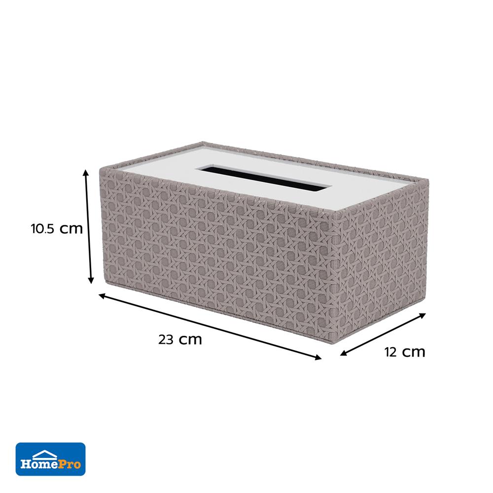 กล่องทิชชู่แผ่น PVC KECH PETRA สีเทา