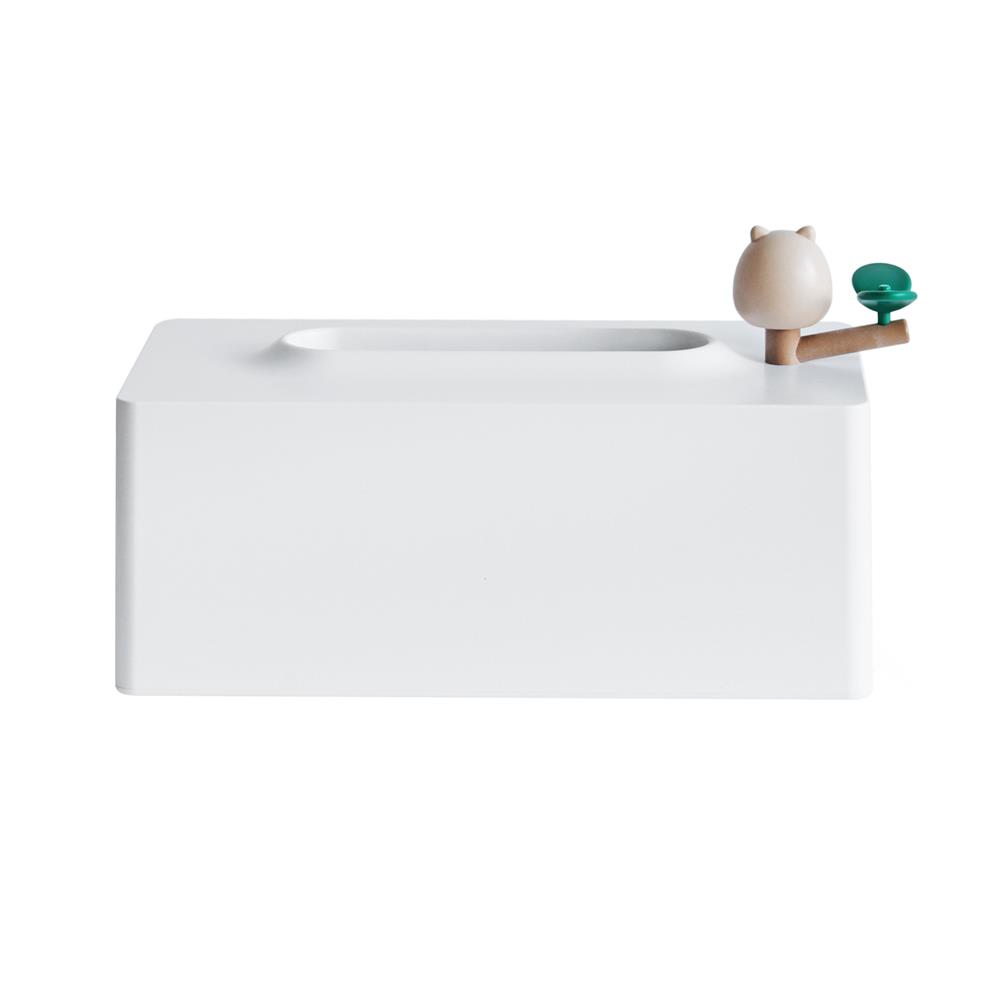 กล่องทิชชู่แผ่น MINIMAL SCULPT OWL FRIEND สีขาว