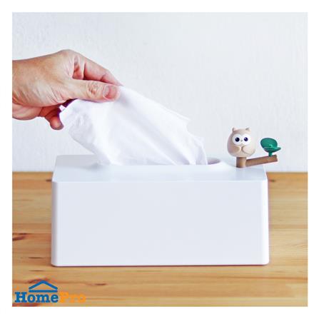 กล่องทิชชู่แผ่น MINIMAL SCULPT OWL FRIEND สีขาว_4
