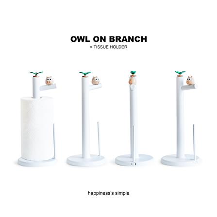 ที่ใส่ทิชชู่ม้วน MINIMAL SCULPT OWL FRIEND สีขาว_8