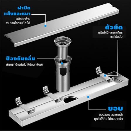 รางน้ำทิ้ง CASSA CL0203 100 ซม. สีเงิน_2