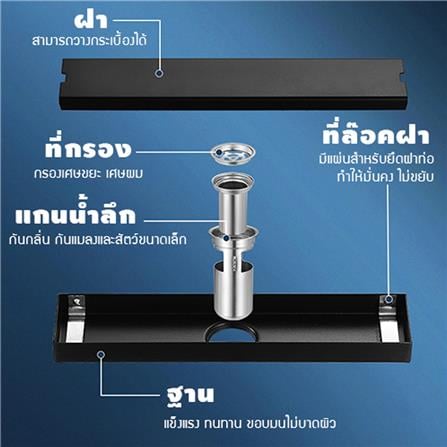 รางน้ำทิ้ง CASSA CL0193 60 ซม. สีดำ_2