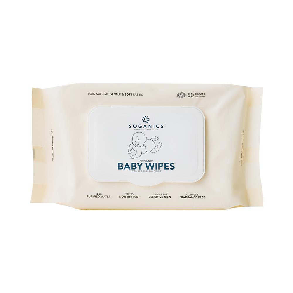 ผ้าเช็ดทำความสะอาดผิว SOGANICS ORGANIC BABY 50 แผ่น