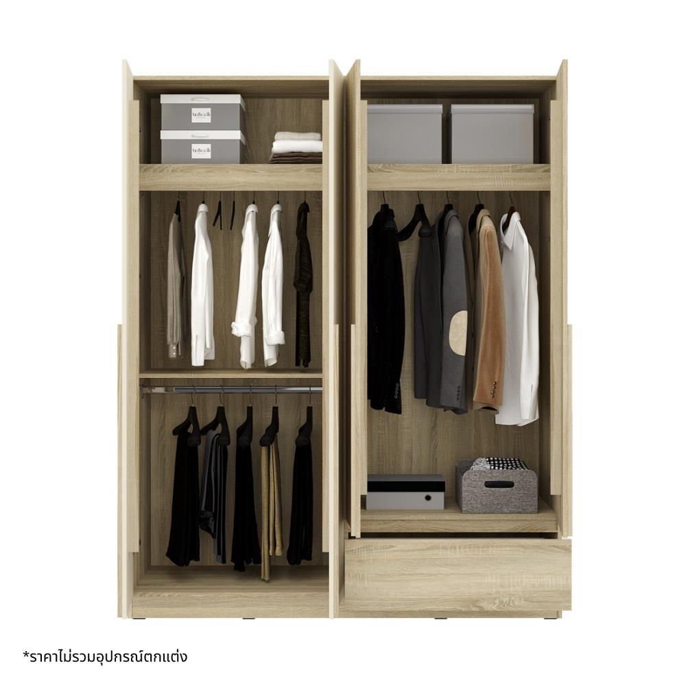 ตู้เสื้อผ้า 4 บานเปิด KONCEPT 19242528 160 ซม. สีโซลิดโอ๊ค