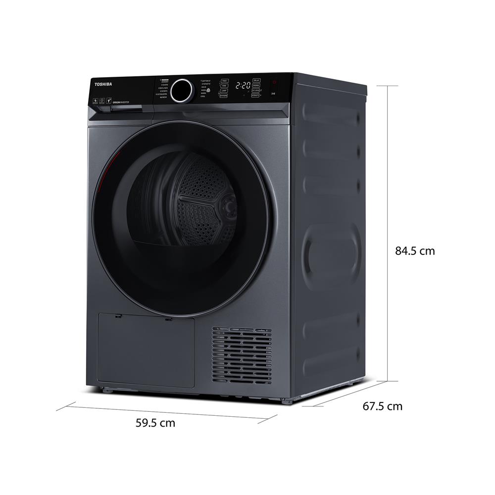 เครื่องอบผ้าฝาหน้า TOSHIBA TD-BP110GHT(MG) 10 กก. HEAT PUMP สีเทา