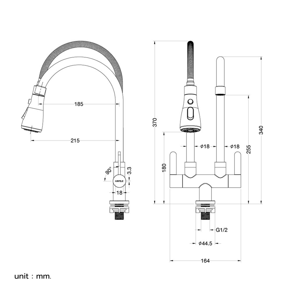 ก๊อกซิงค์เดี่ยวติดตั้งบนเคาน์เตอร์ HAFELE 495.62.061