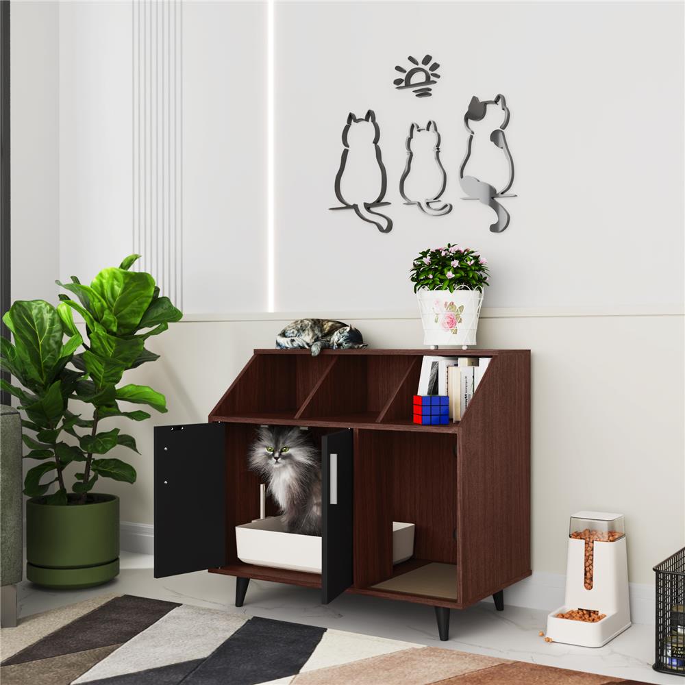 ตู้เตี้ย บานผสม TOMATO CATZ TC-CC-AC-01 84 ซม. สีวอลนัท