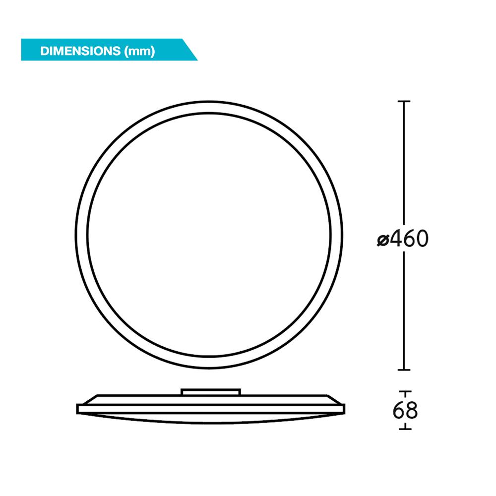 ไฟเพดาน LED BEC PUMA-BK 18 นิ้ว 42 วัตต์ DAYLIGHT สีขาว/ดำ