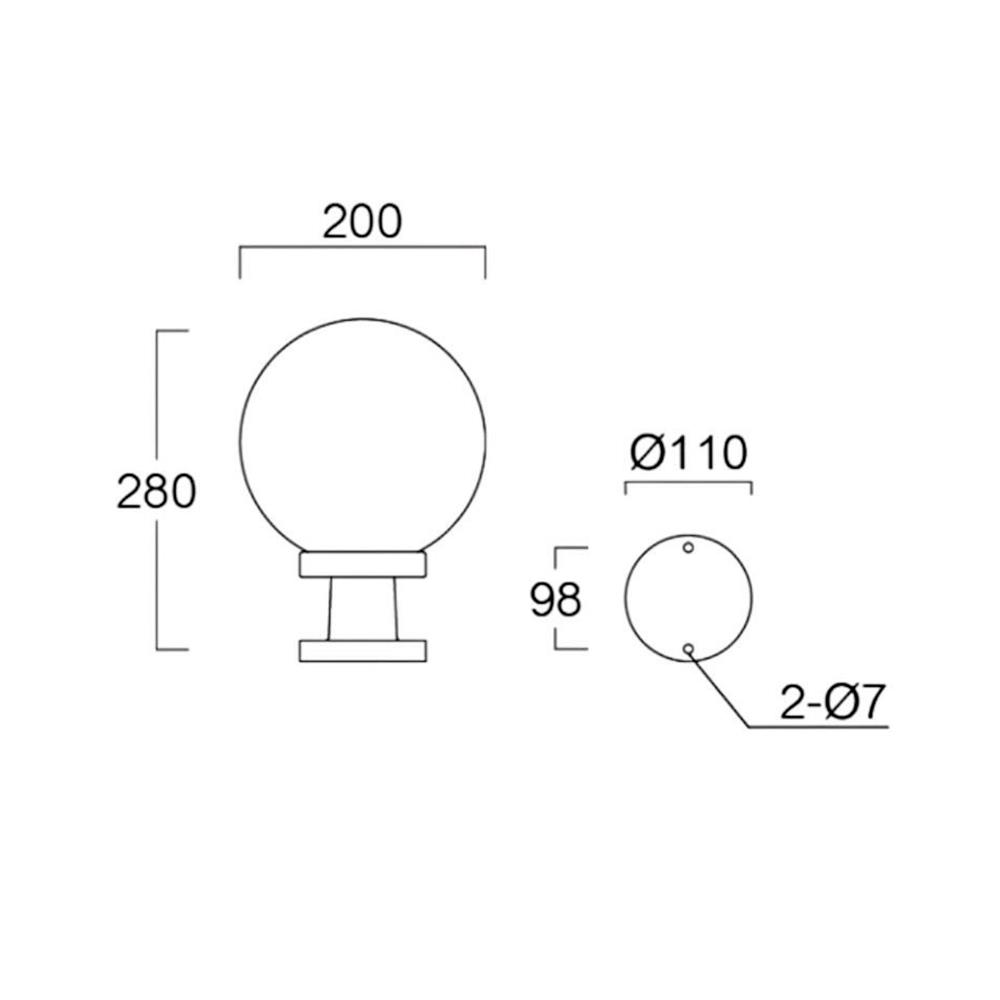 ไฟหัวเสา L&E 36-01624 สีขาว/ดำ