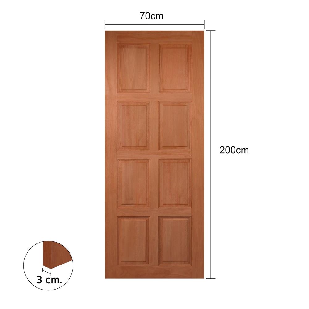 ประตูไม้เบญจพรรณ ไม่เจาะลูกบิด VK 8 ฟัก VK281 70x200 ซม. สีธรรมชาติ