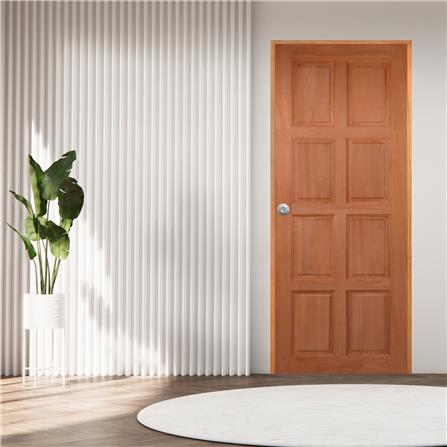 ประตูไม้เบญจพรรณ ไม่เจาะลูกบิด VK 8 ฟัก VK281 70x200 ซม. สีธรรมชาติ_2