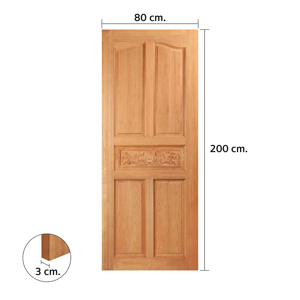 ประตูไม้สยาแดง ไม่เจาะลูกบิด VK 5 ฟักปีกนก VK100 80x200 ซม. สีธรรมชาติ