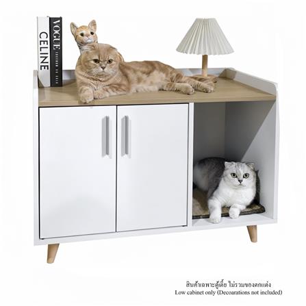 ตู้เตี้ย บานผสม TOMATO CATZ TC-CC-EM-01 84 ซม. สีขาว/โอ๊ค_1