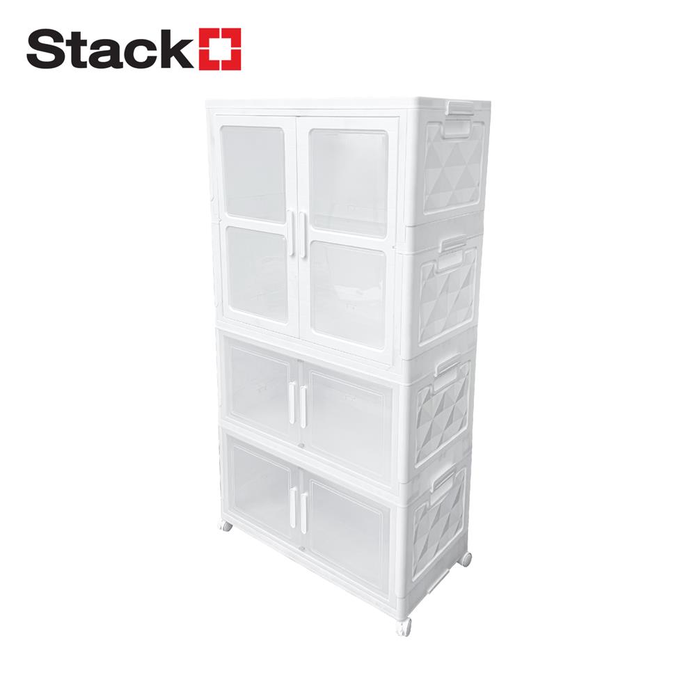 ตู้บานเปิดพับได้ 3 ชั้น มีล้อ STACKO SNOWY 38x73x136 ซม. สีขาว_1