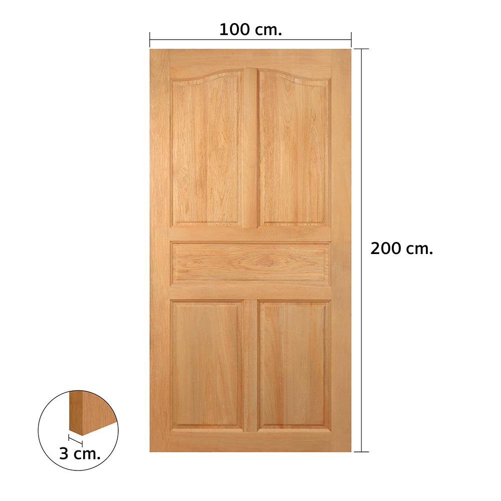 ประตูไม้สยาแดง ไม่เจาะลูกบิด VK 151 5 ฟักปีกนก 100x200 ซม. สีธรรมชาติ
